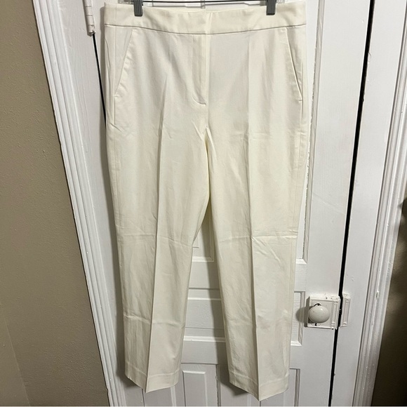 J. Crew Kate Straight Leg Pants Bi Stretch Cotton Blend White 12 - Picture 3 of 11